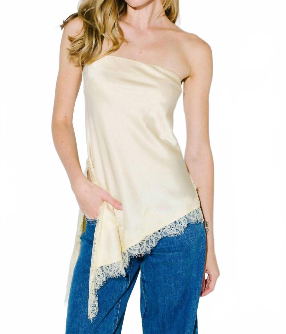 NEW BLUE BLUSH golden spur satin top in light yellow